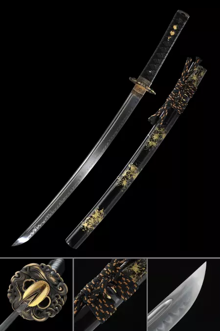 Handmade Japanese Wakizashi Sword T10 Carbon Steel Real Hamon