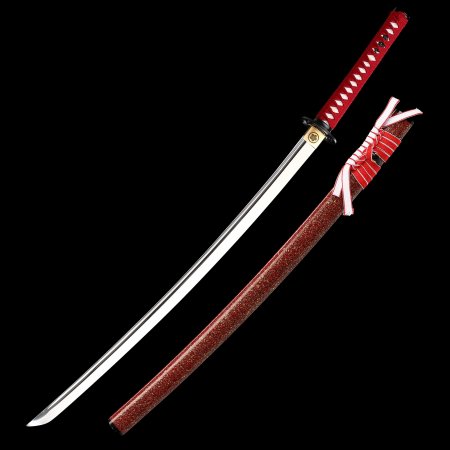 Handmade Japanese Samurai Sword 1095 Carbon Steel With Red Scabbard