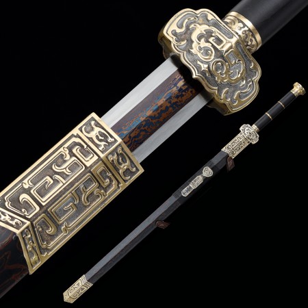 High-performance 1000 Layer Folded Steel Red Blade Chinese Han Dynasty Sword With Blackwood Scabbard