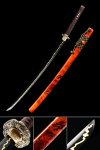 Handmade Japanese Samurai Sword High Manganese Steel With Orange Scabbard