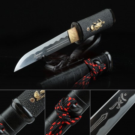 High-performance Pattern Steel Real Short Sword Japanese Aikuchi Pocket Tanto Knife