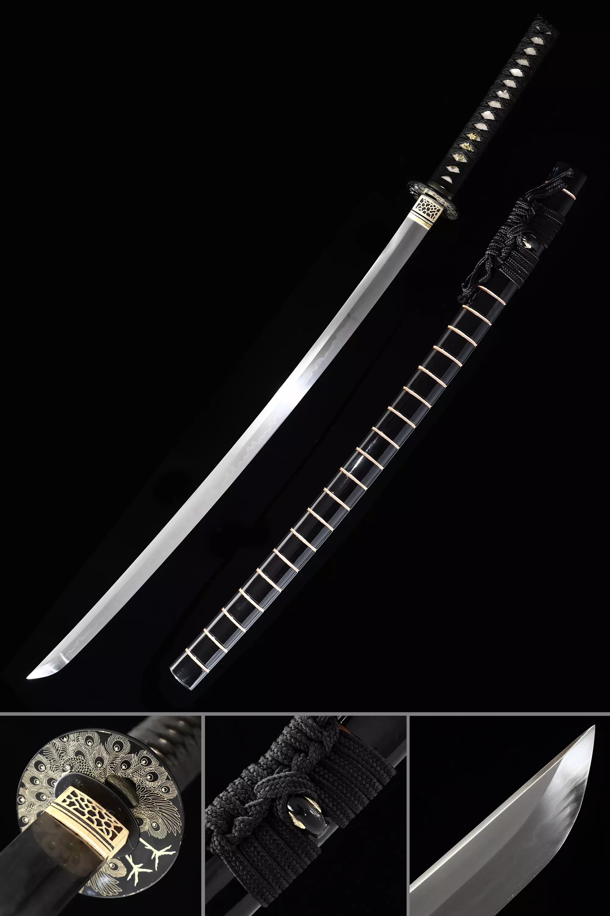 Full Tang Katana | Handmade Sharp Katana Sword T10 Folded Clay Tempered ...