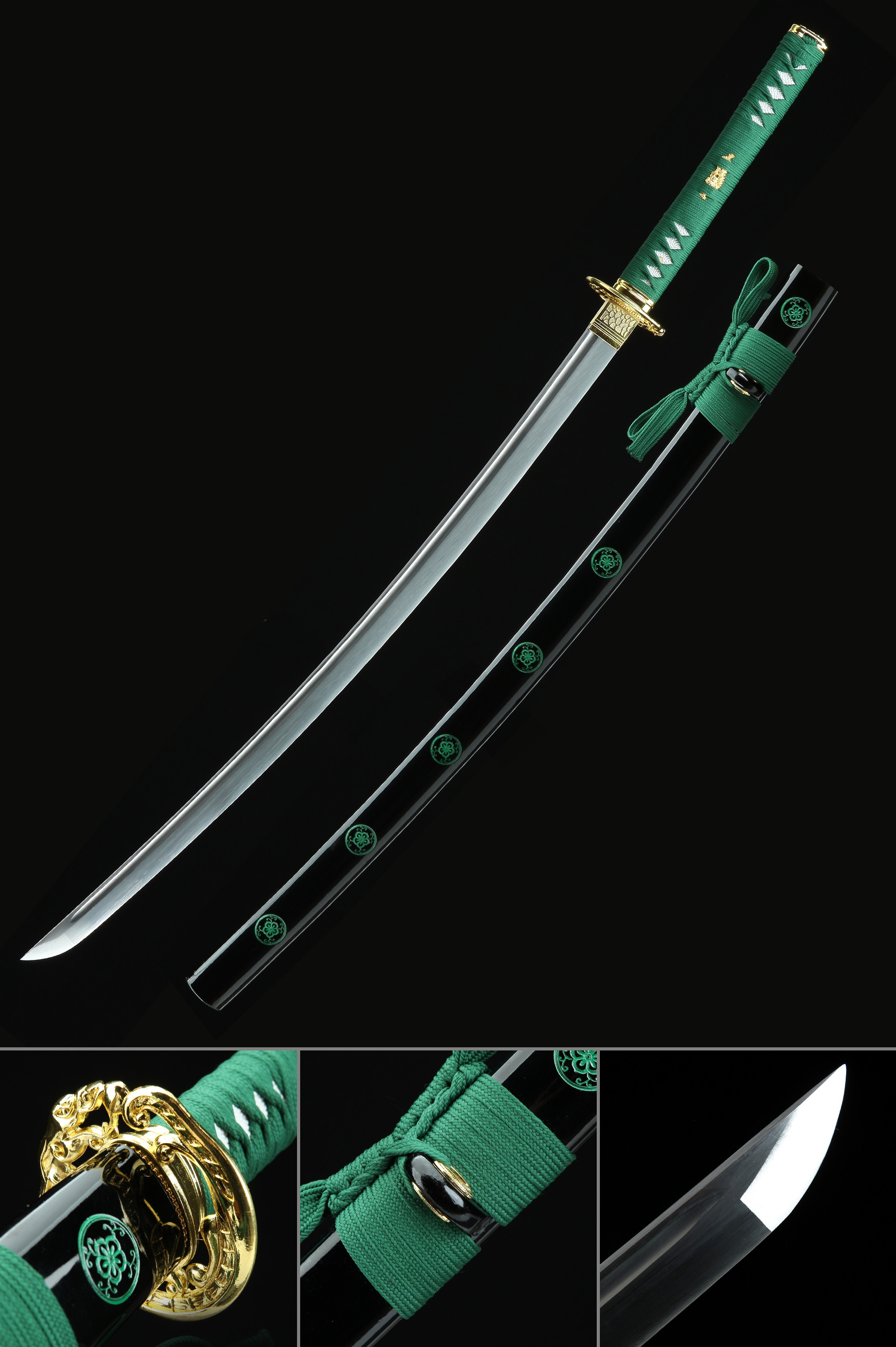 Green & Black Samurai Oriental Sword Katana  #SW-72GN 