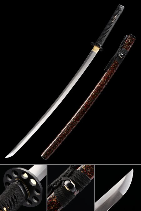 Handmade High Manganese Steel Sharpened Real Japanese Katana Swords With Brown Scabbard