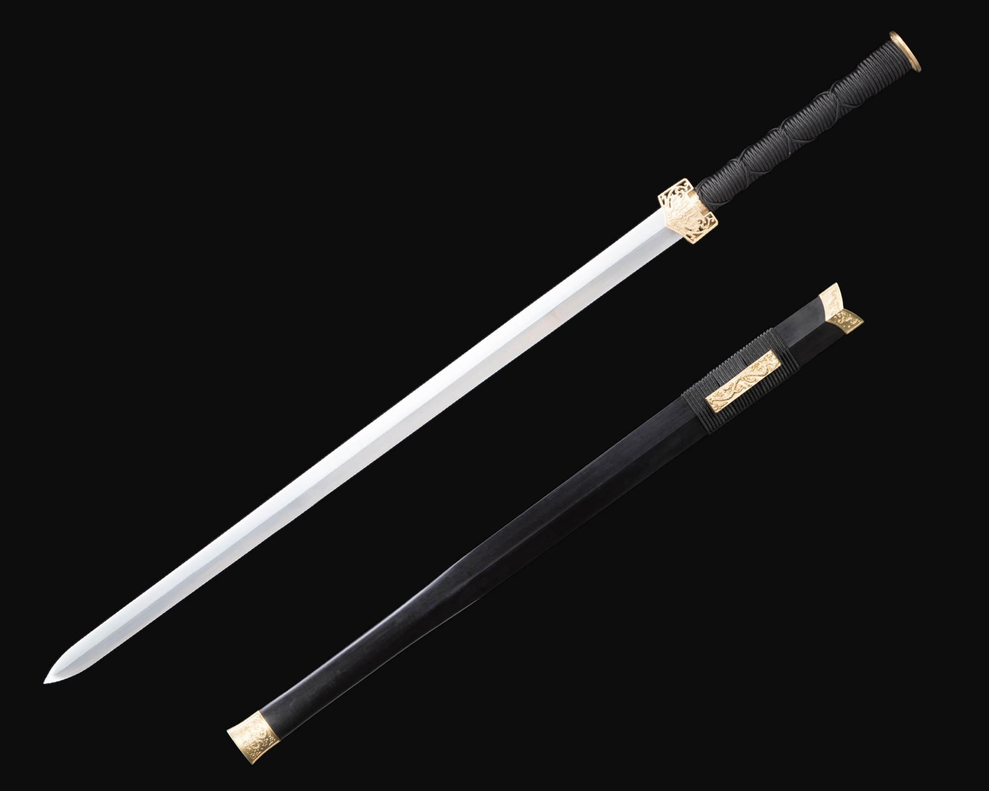 Song Dynasty Sword  Handmade Retro Black Sandalwood Damascus Steel Chinese  Ming Dynasty King Swords - TrueKatana