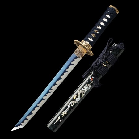 Handmade Full Tang Tanto Sword 1095 Carbon Steel With Blue Blade