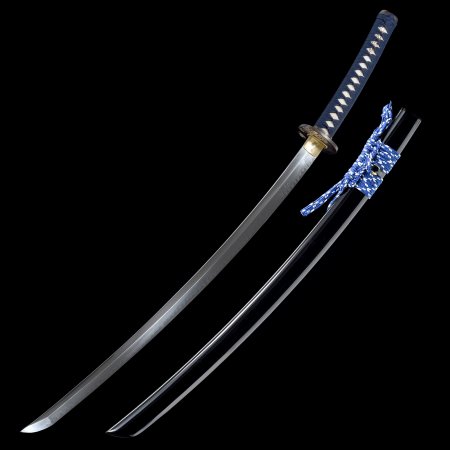 Handmade Japanese Samurai Sword T10 Carbon Steel With Black Scabbard