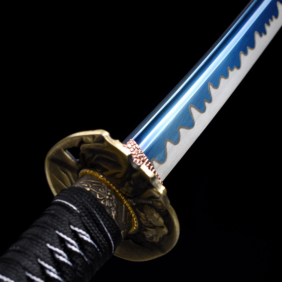 Katana Mit Blauer Klinge | Handgefertigtes Japanisches Samurai-schwert ...