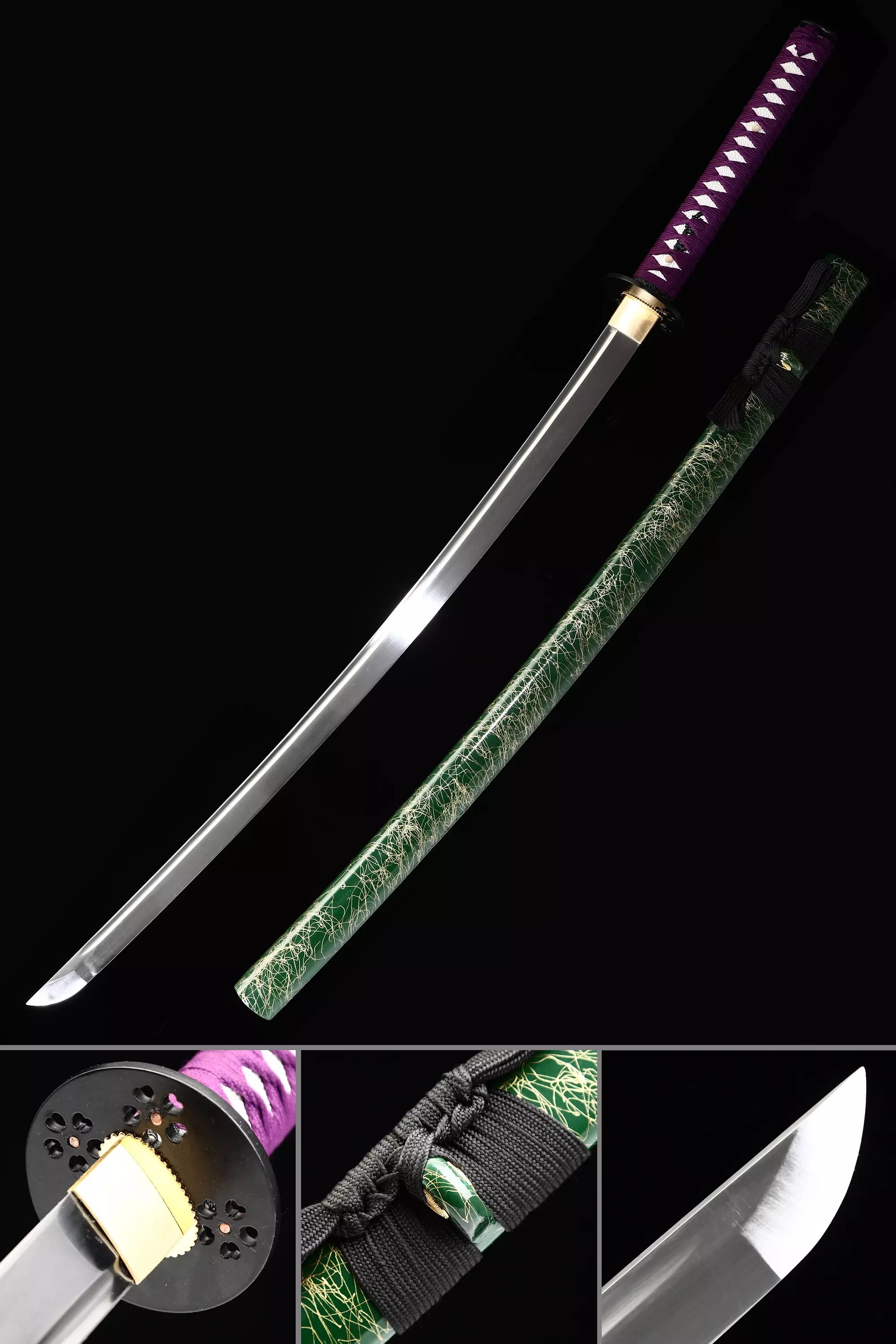 Green And Purple Katana | Handmade Japanese Samurai Sword 1065 Carbon ...