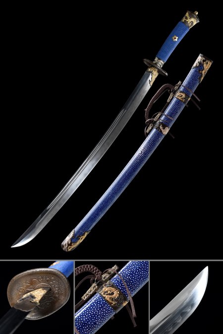 High-performance Chinese Qing Dynasty Sword With Blue Rayskin Scabbard - Broadsword