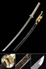 Handmade Japanese Katana Sword Pattern Steel With Phoenix Theme Scabbard