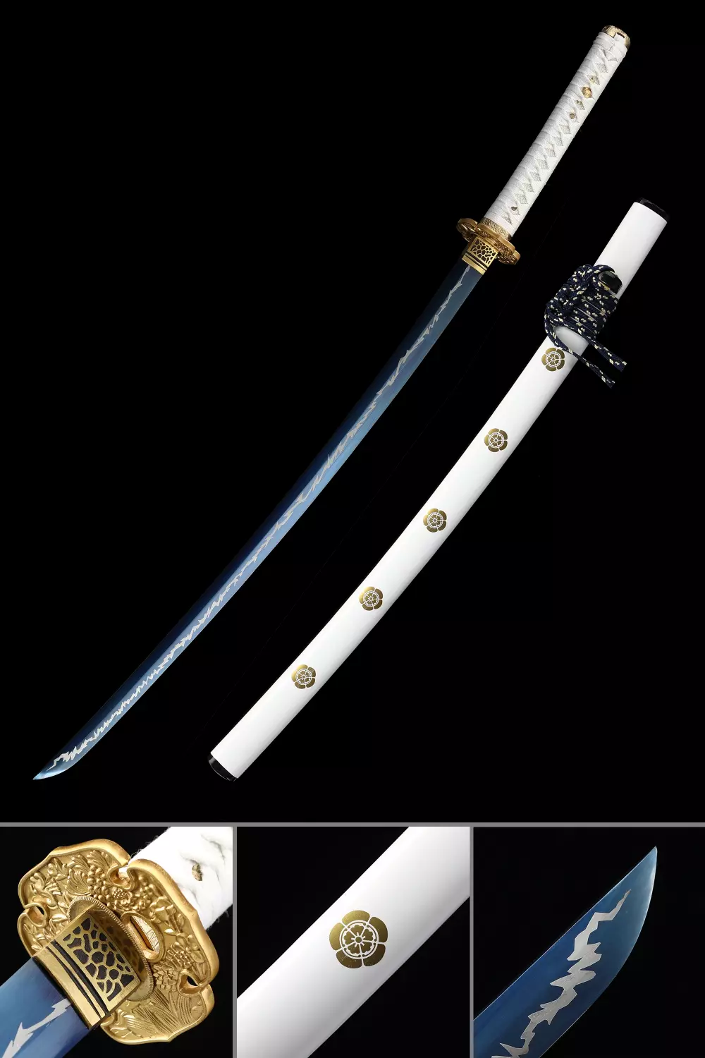 Blue And White Katana | Blue Blade Katana in Manganese Steel with