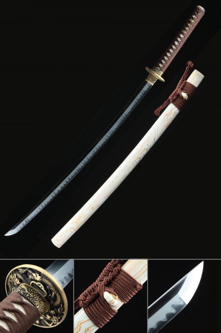 Clay Tempered Katana, Handmade Japanese Katana Sword T10 Carbon Steel Real Hamon