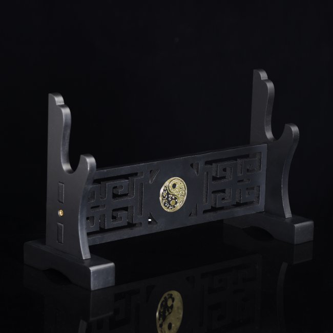 Single Katana Sword Stand Holder Display One-layer Rack Base Black Lacquered Wood