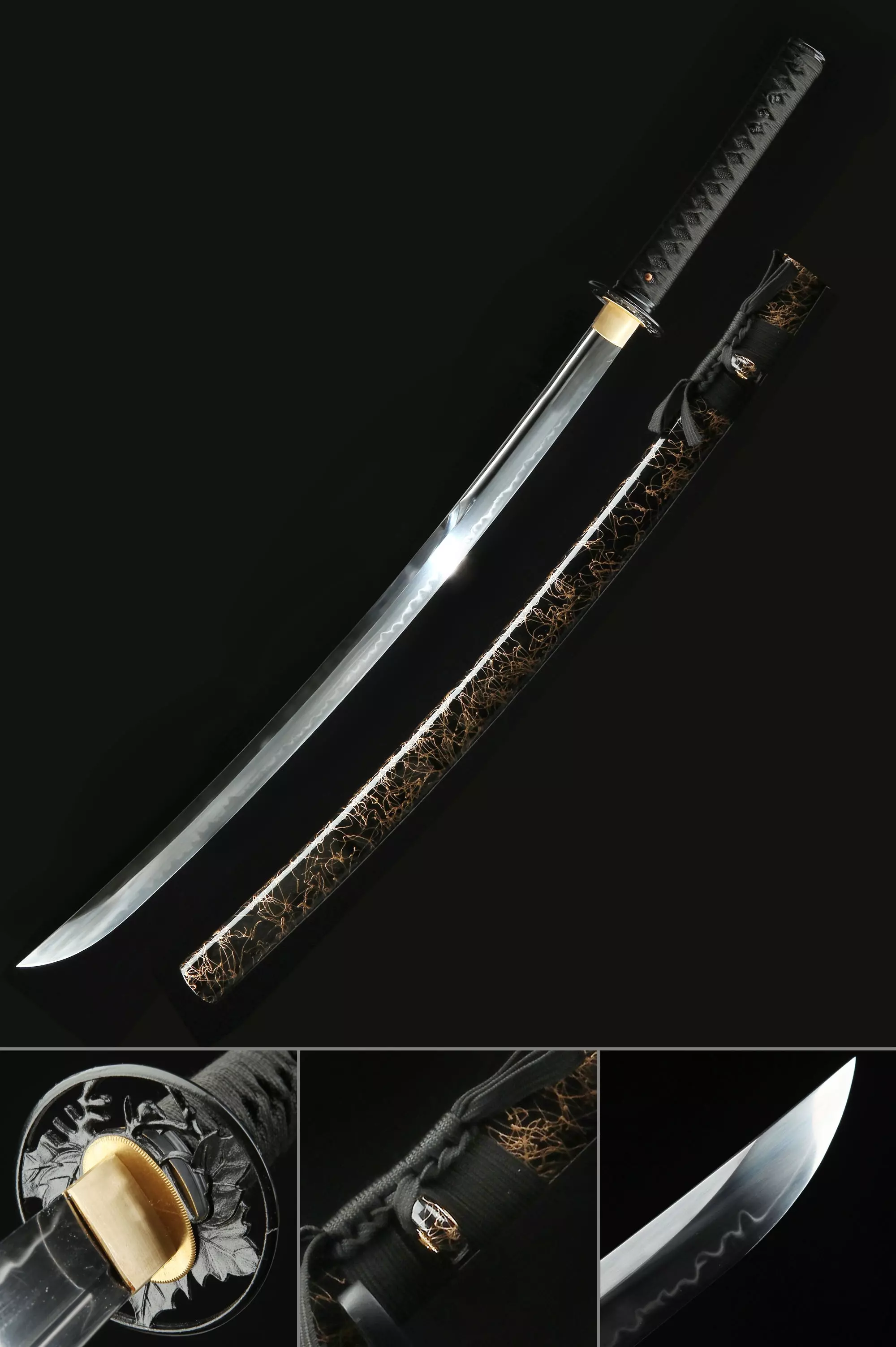 T10 Katana Handmade Japanese Katana Sword T10 Folded Clay Tempered Steel With Silk Thread 6172