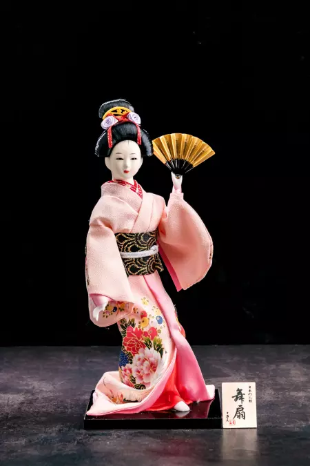 Japanese Geisha Oriental Doll With Pink Kimono