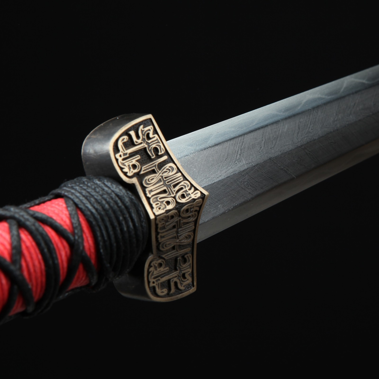 Chinese Short Sword | Handmade Damascus Steel Black Sandalwood Han ...