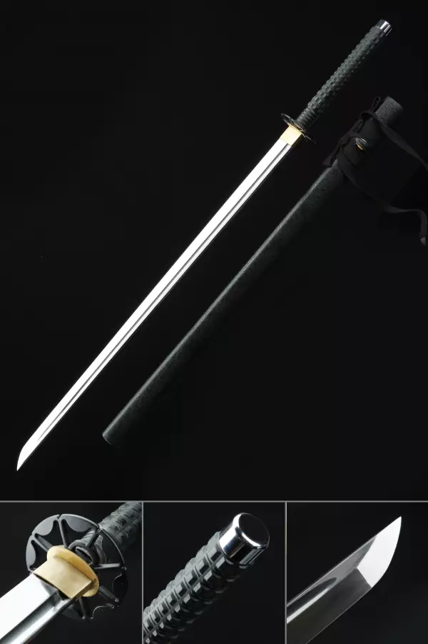 Authentic Japanese Imitation Katana; Black Ninja Katana Plain Blade 