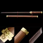 Handmade Wooden Blade Unsharpened Japanese Ninjato Ninja Swords With Brown Scabbard