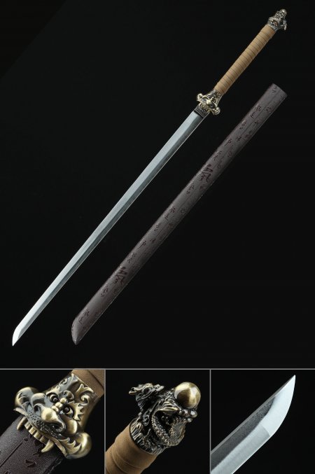 Handmade  Japanese Ninjato Sword Full Tang With Brown Scabbard