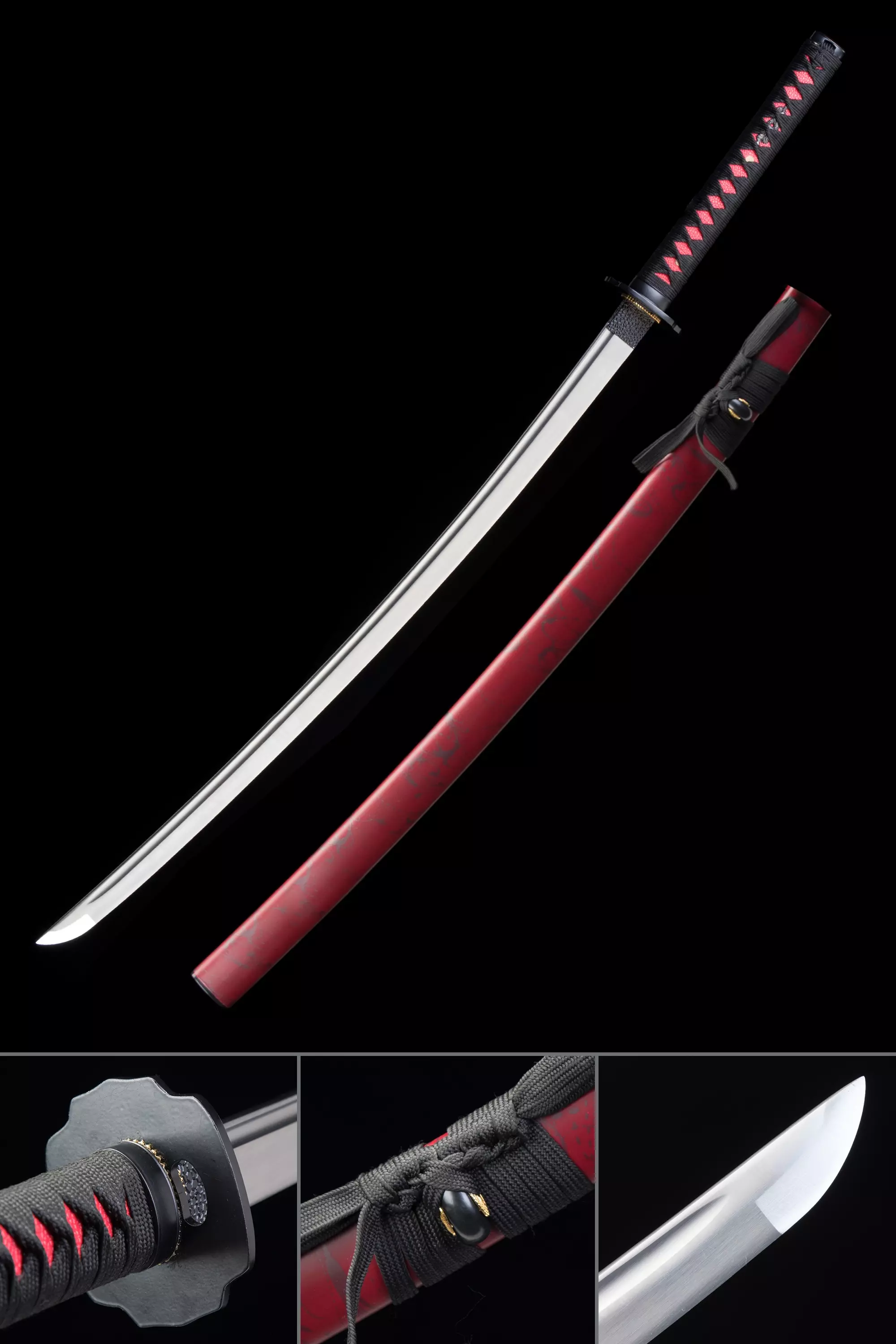 Black And Red Katana | Handmade Japanese Katana Sword High Manganese ...