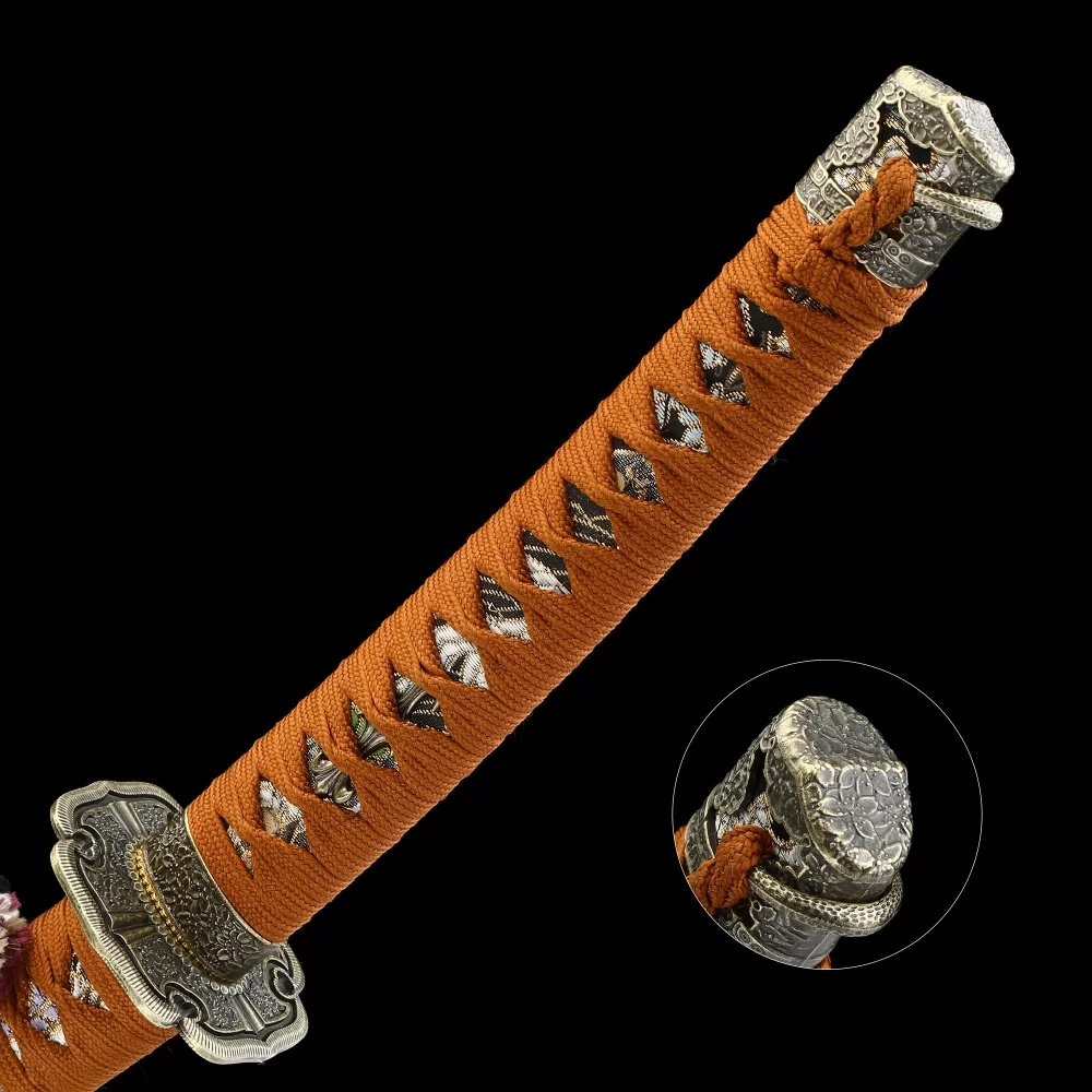 Odachi Sword | 1095 Carbon Steel Odachi with Orange Hardwood Saya