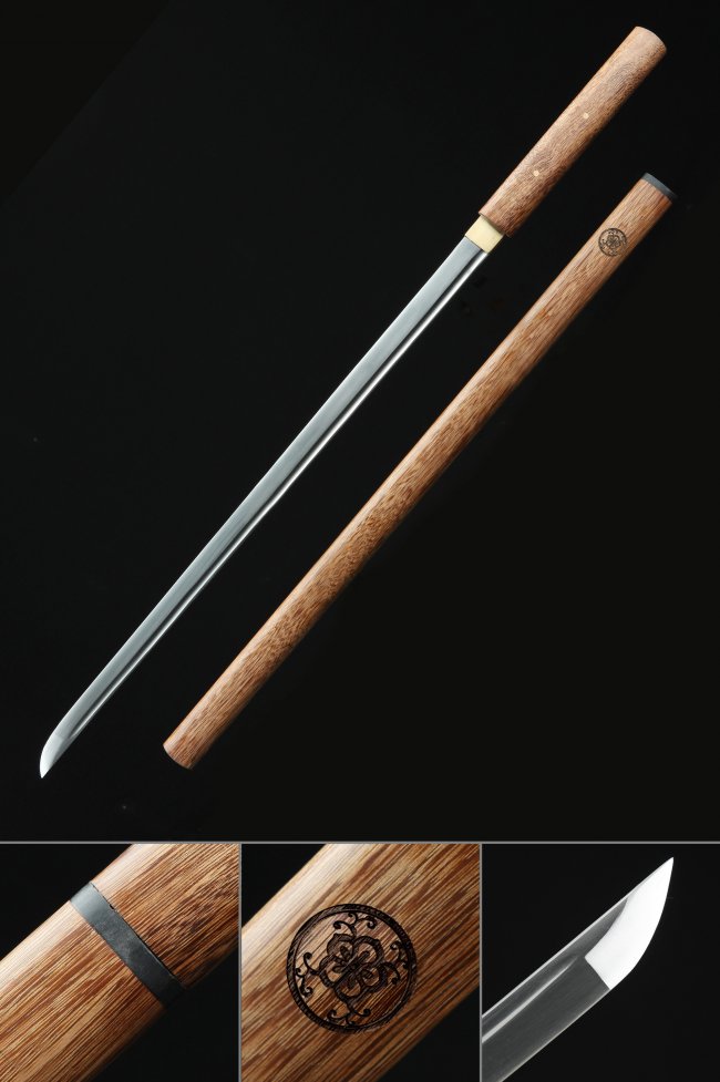Full Tang Manganese Steel Ninjato, Natural Wood Saya, Natural Wood Tsuka & 41"