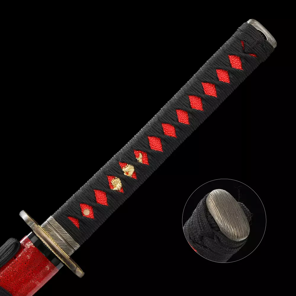 Red Katana | Spring Steel Katana with Red Lacquered Hardwood Saya