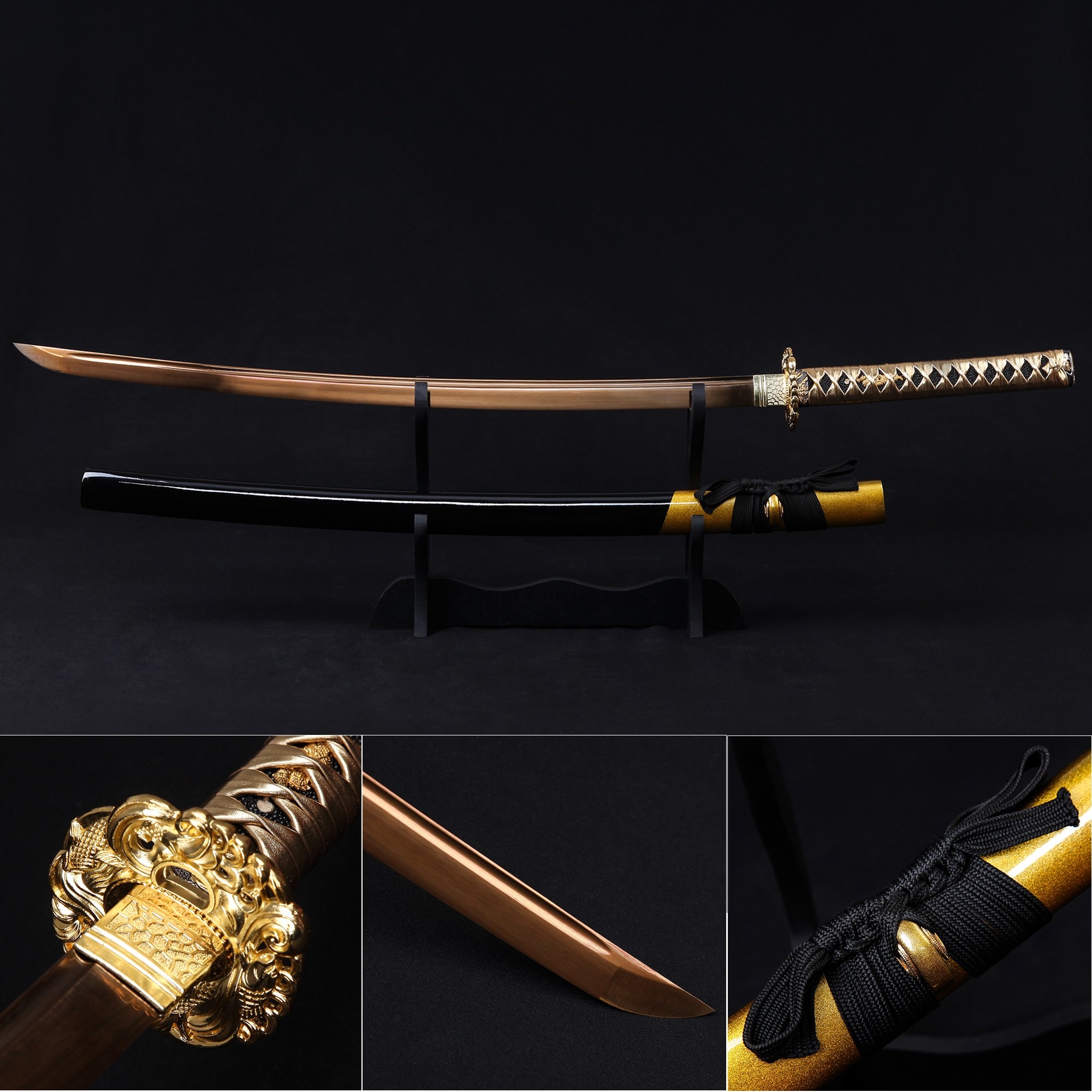 High Performance Handmade Gold Printed Blade Real Japanese Katana ...