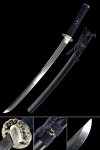 Handmade Full-tang T10 Carbon Steel Wakizashi Sword With Black Saya