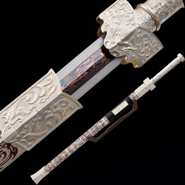 High-performance Pattern Steel Red Blade Chinese Han Dynasty Sword With Copper Scabbard