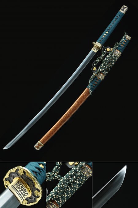 Handgefertigtes Japanisches Tachi Odachi Schwert Aus Federstahl Mit Orangefarbener Scheide