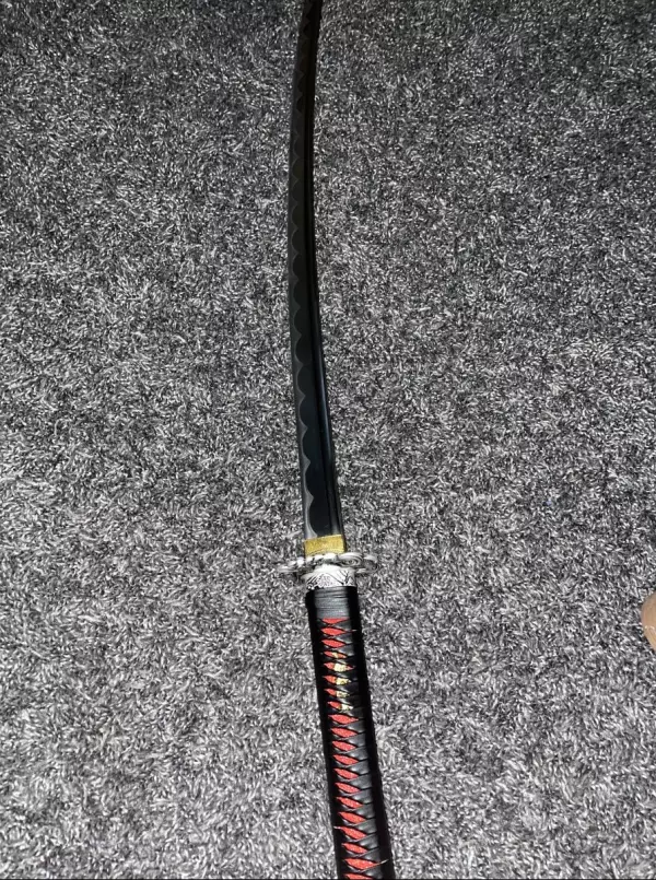 Handmade Japanese Katana Sword With Waves And Fish Style Tsuba