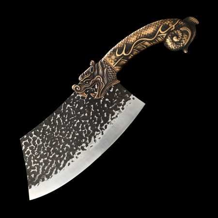 Handcrafted Stainless Steel Cleaver Knife With Copper Themed Handle