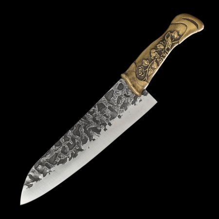 Full Tang Stainless Steel Kitchen Knife With Floral Themed Guard