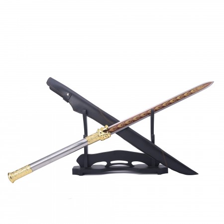 Handmade Double Edge Sharp Straight Blade Ninjato Ninja Sword With Leather Scabbard