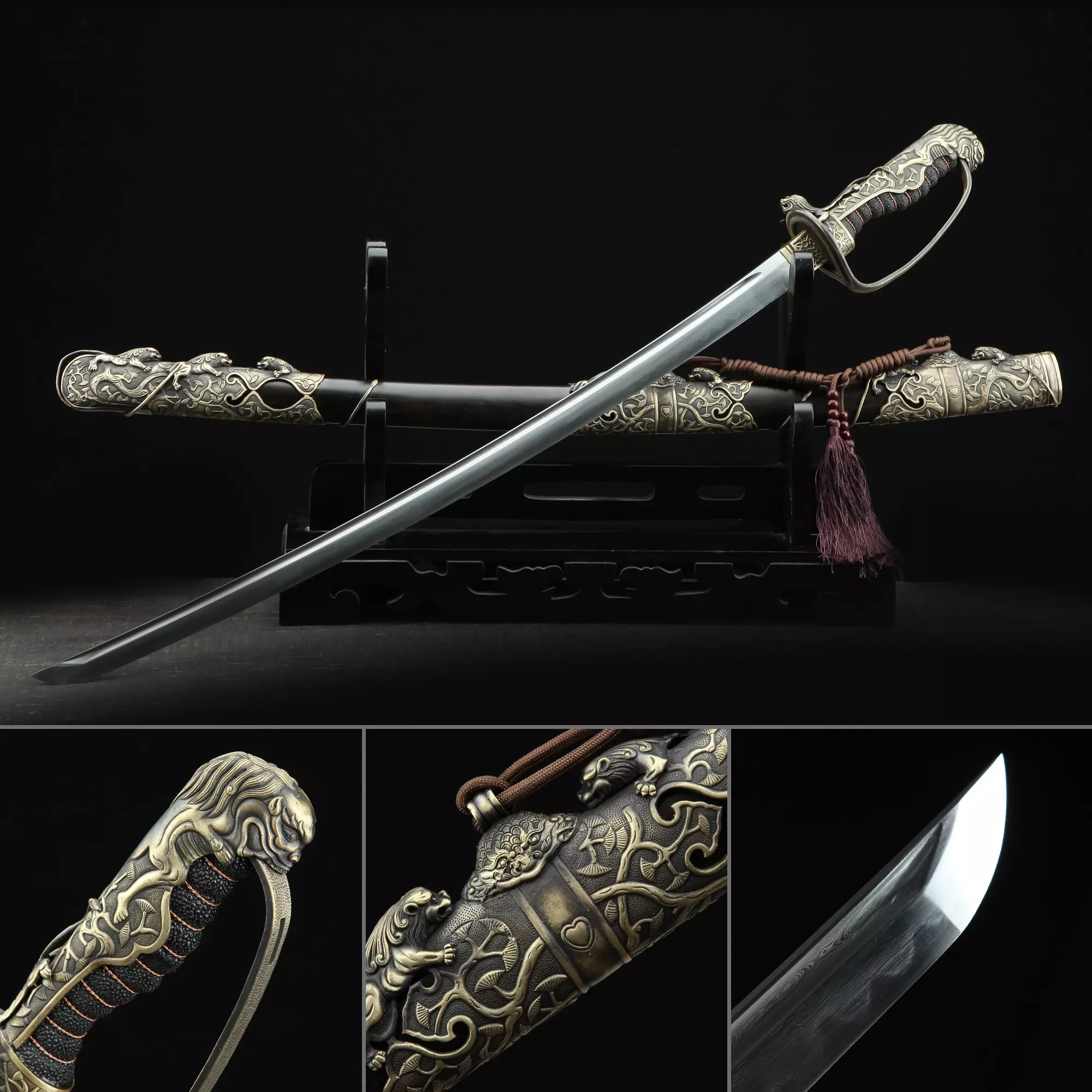 High-performance Japanese Katana Sword Melaleuca Steel Real Hamon With Black Ebony Scabbard