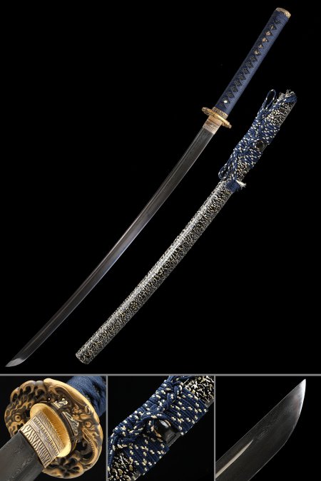 Handmade Damascus Steel Katana Sword With Dragon-themed Tsuba