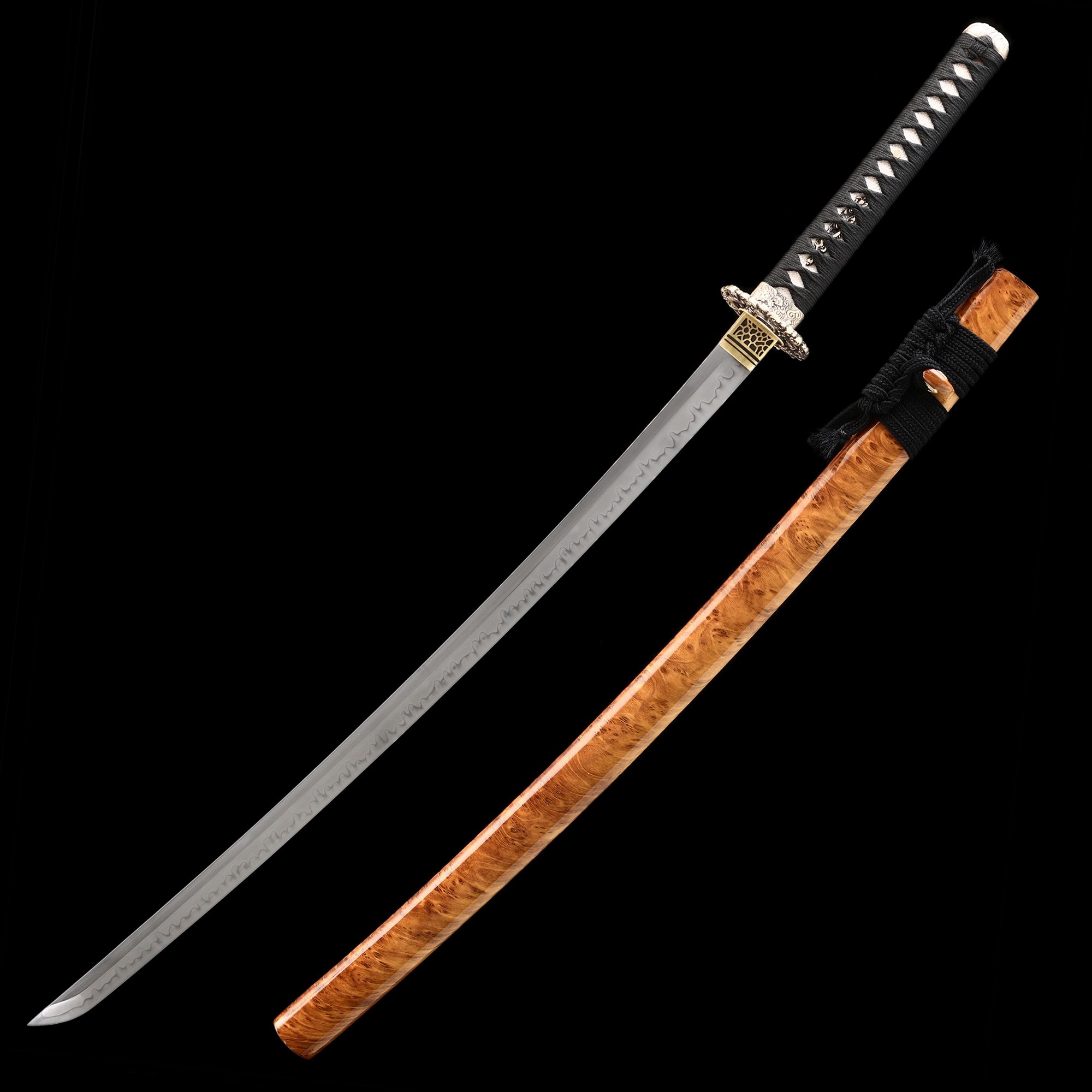 Hamon Katana | T10 Folded Clay Tempered Katana with Real Hamon in