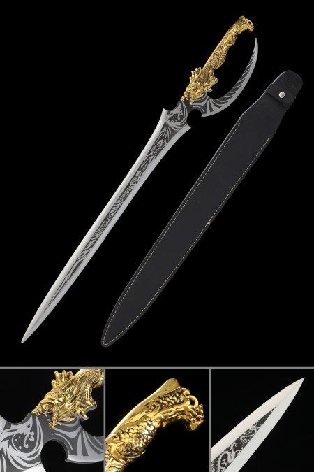 Handmade Fantasy Sword With Golden Dragon Handle
