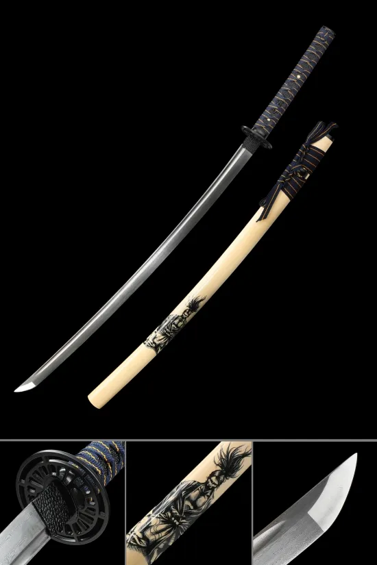 Handmade Full Tang Japanese Katana Sword With Damascus Steel