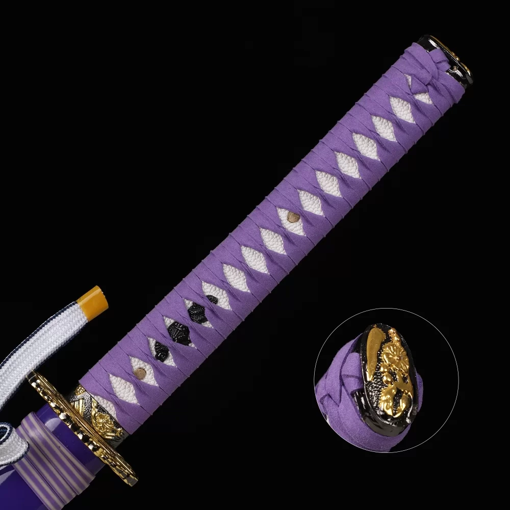 Purple Katana | 1090 Carbon Steel Katana with Dark Red Hamon Blade