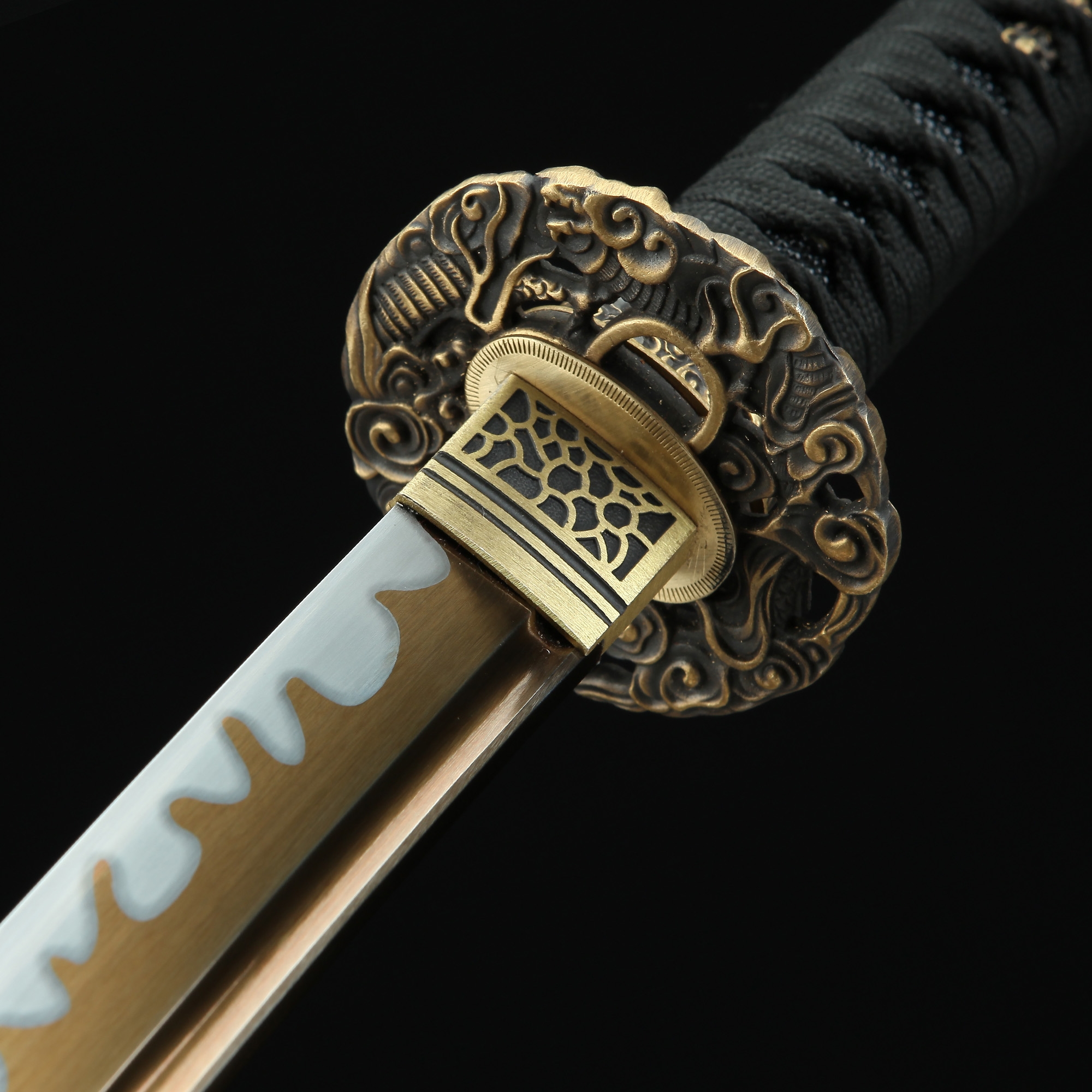 Handmade High Manganese Steel Gold Blade Authentic Japanese Katana ...