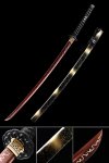 Handmade Japanese Katana Sword Spring Steel With Red Blade