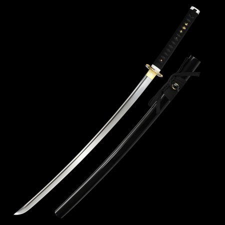 Handmade Full Tang Japanese Katana Sword 1060 Carbon Steel With Black Scabbard