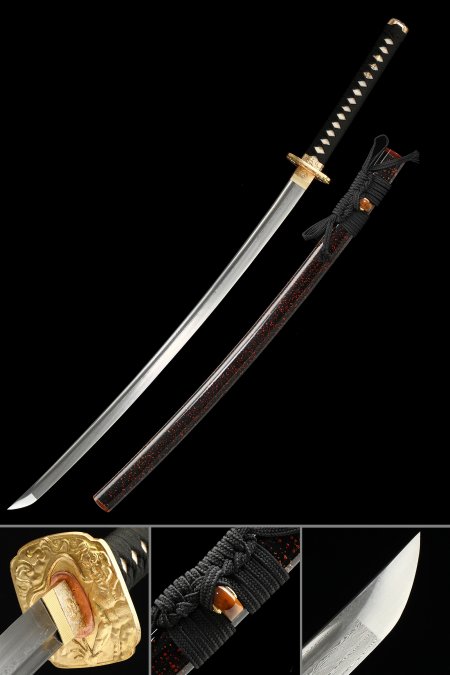 Handcrafted Japanese Katana Sword Damascus Steel With Copper Tsuba