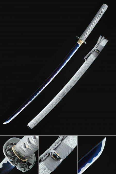 Handmade Japanese Katana Sword Spring Steel With Blue Blade