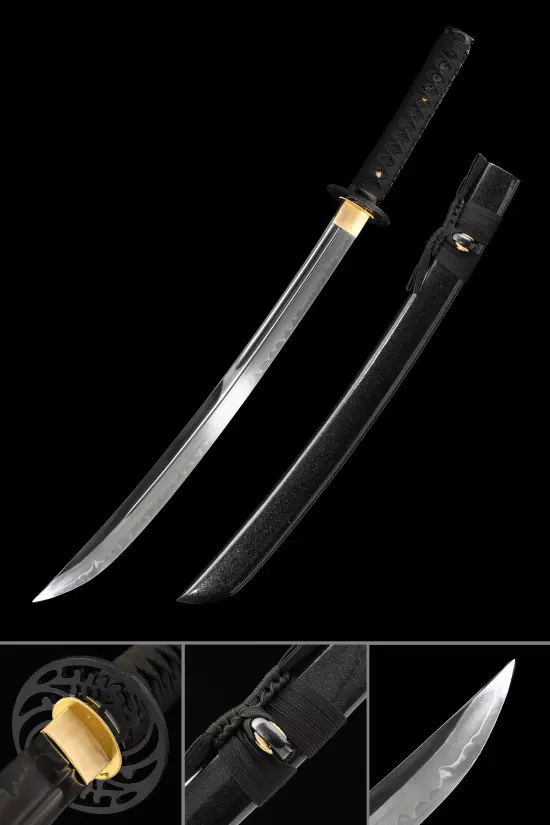 Handmade Japanese Wakizashi Sword T10 Folded Clay Tempered Steel Real Hamon