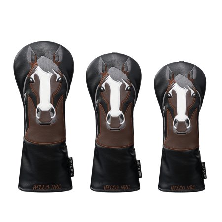 Horse Head Golf Wood Headcovers Set - Black