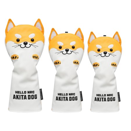 Akita Dog Golf Wood Headcovers Set - Yellow
